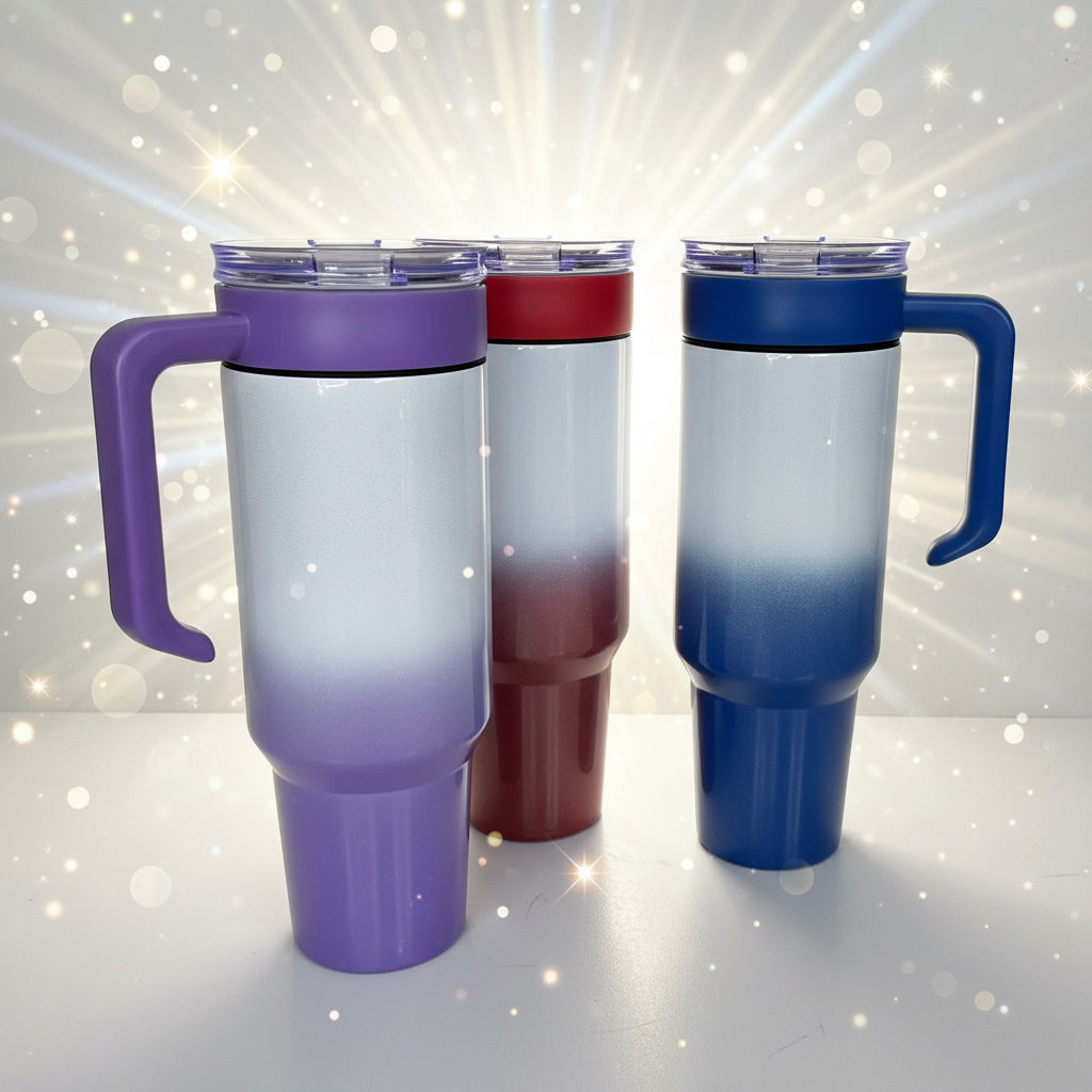Vaso térmico de acero con asa y tapa deslizante personalízalo con tu foto y frase